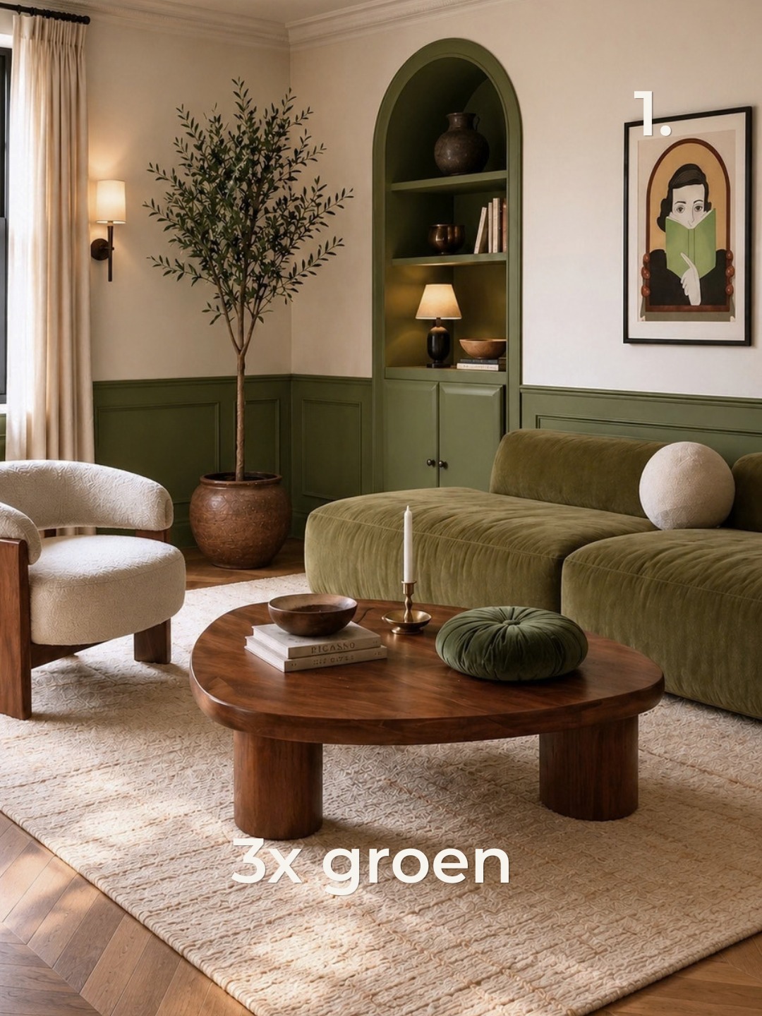 Welke is jouw favoriet? 💚
Wij houden van groen! Groen is verrassend veelzijdig: van fris en modern tot warm en klassiek.
De ondertoon maakt het verschil. Geelgroen voelt warmer en speelser, terwijl blauwgroen juist koeler en rustiger oogt.

Drie keer groen, drie verschillende stijlen. Welke vind jij het mooist: 1, 2 of 3?